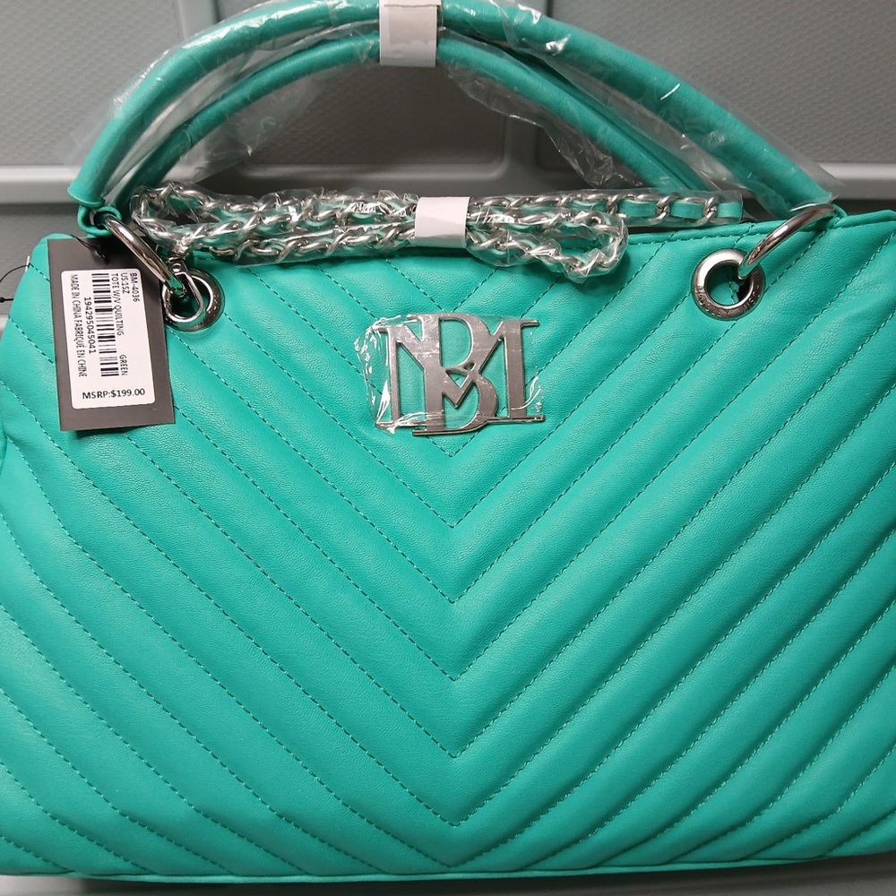 Badgley Mischka Blue Quilted Shoulder Bag